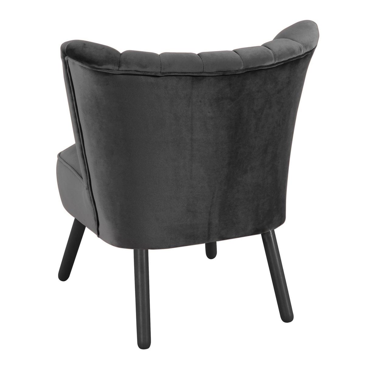 SESSEL Kadisha Bezug Samtvelours Buche schwarz lackiert / anthrazit - Anthrazit, Kunststoff (70/80/66cm) - 58aufmkessel