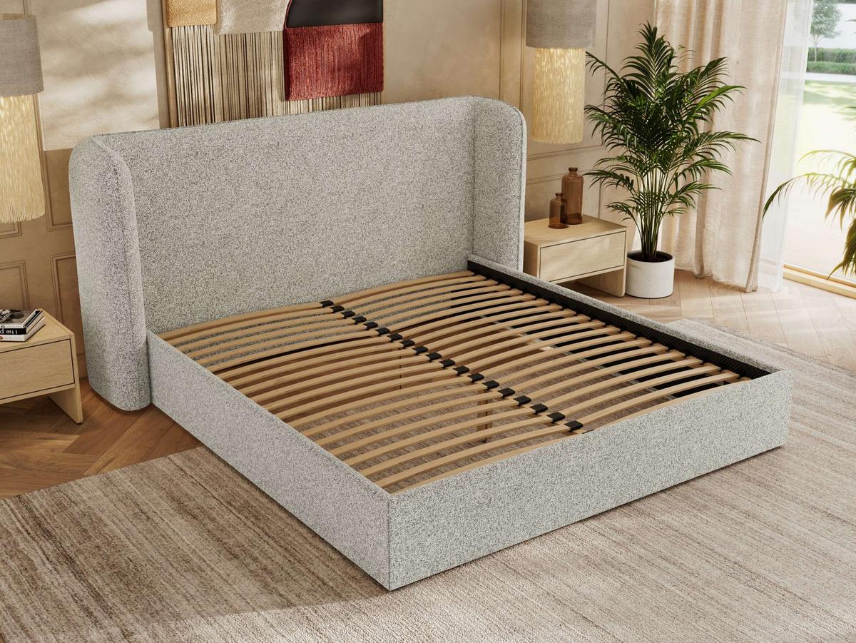 POLSTERBETT EMORA CLASSIC 140/200 - Hellgrau Strukture - Multipocket-Matratze - Hellgrau, Textil (140/200cm) - MKS