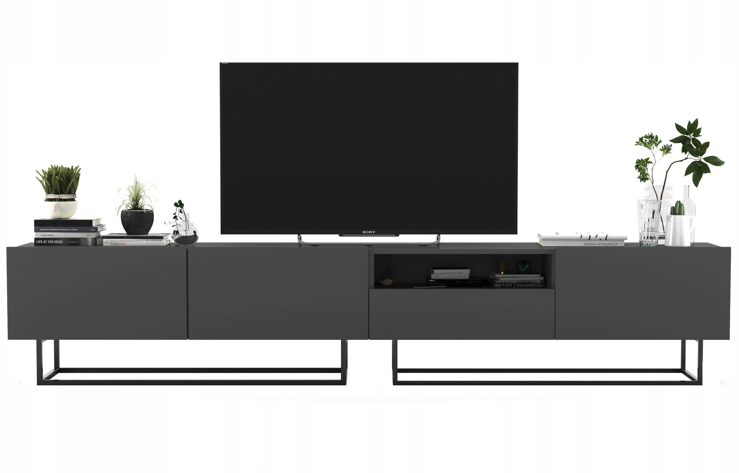 TV-LOWBOARD 2-er Set Enjoy Grau Matt Schublade mit Metallrahmen 120 cm - Schwarz/Grau, Holzwerkstoff/Metall (240/46/35cm) - Meble Lindner