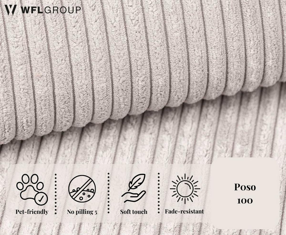 ECKSOFA Liv mit Schlaffunktion & Bettkasten in Cordstoff Creme, Universell 260/154/86 cm - Creme/Schwarz, Kunststoff/Textil (260/154cm) - WFL GROUP
