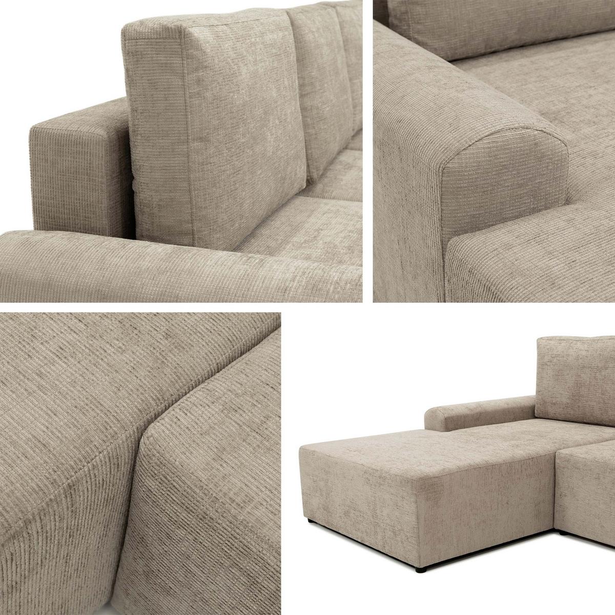 ECKSOFA Bella L, Seite: Rechts - Blaugrau/Schwarz, Holz/Kunststoff (258/168cm) - MIRJAN24