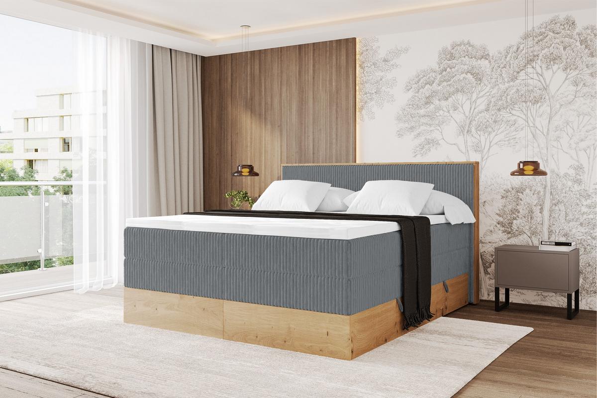 BOXSPRINGBETT LOLLI9 -KING 140x200 - H3/H4 Dunkelgrau - Dunkelgrau, Holzwerkstoff (140/200cm) - ALTDECOR