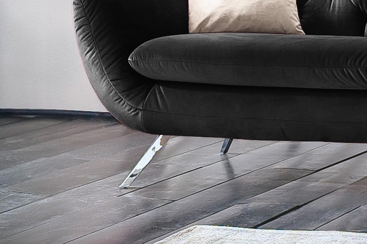SOFA CHARME Schwarz Velvet - Schwarz, Textil (225/94/95cm) - KAWOLA