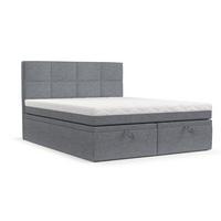 BOXBETT Tessa 140/200 cm Grau im Neve Stoff - Schwarz/Grau, Holz/Holzwerkstoff (140/200cm) - AltaBeds