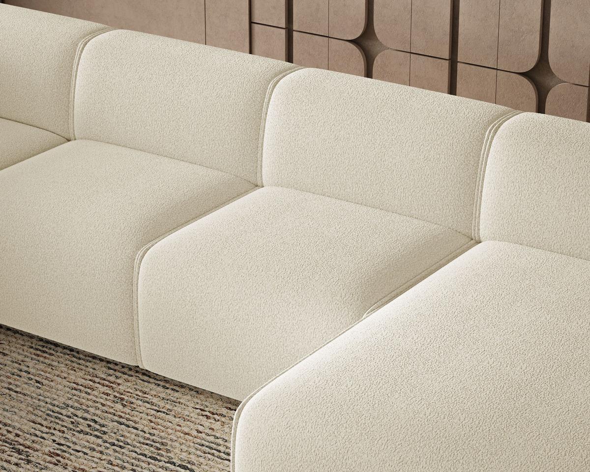 ECKSOFA U Belluno Creme Links - Creme/Schwarz, Holz/Kunststoff (378/220cm) - Graingold