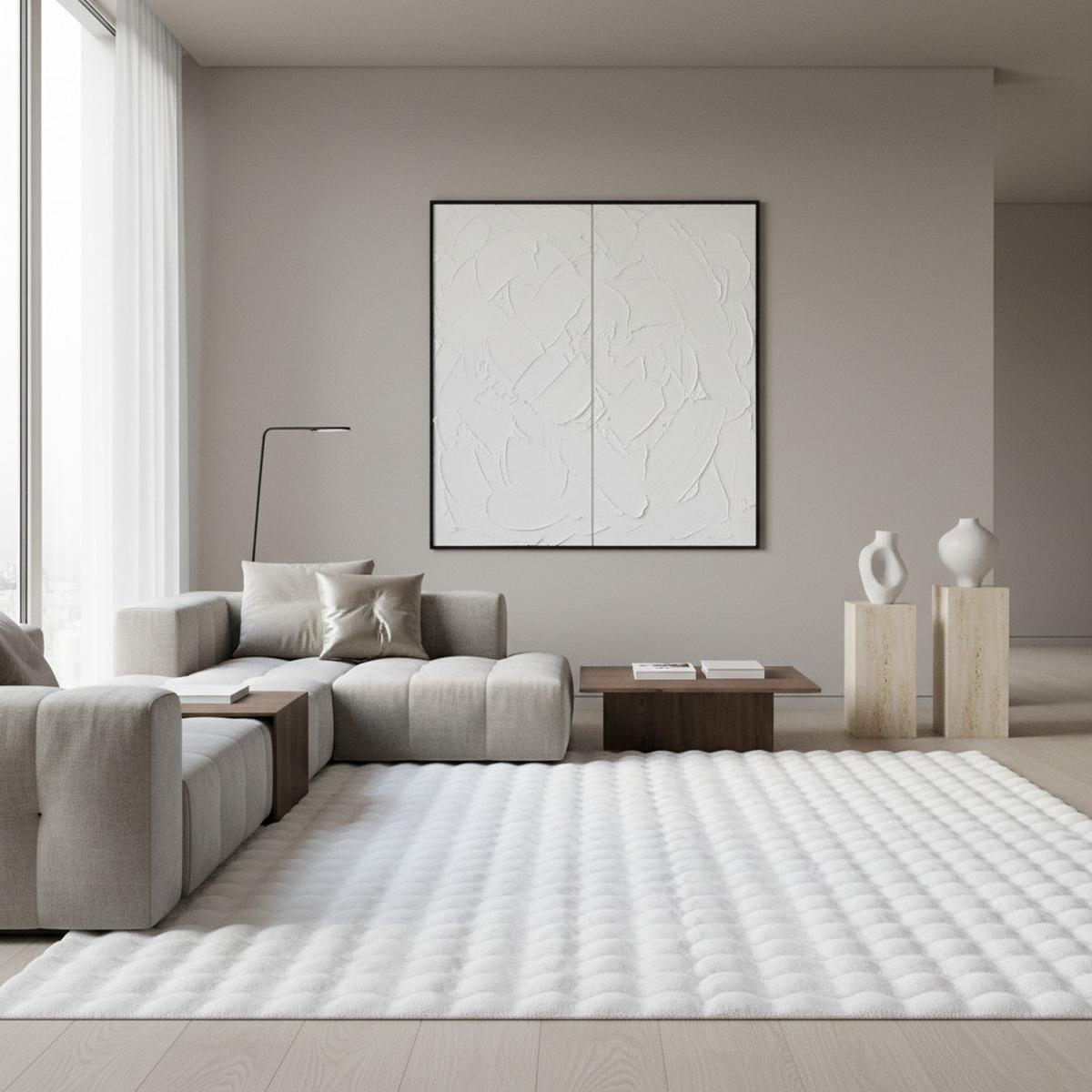 HOCHFLORTEPPICH Waschbar NAUDERS, einfarbig, Weiß, 140 x 200 cm - Weiß, Textil (200/140cm) - KADIMA DESIGN