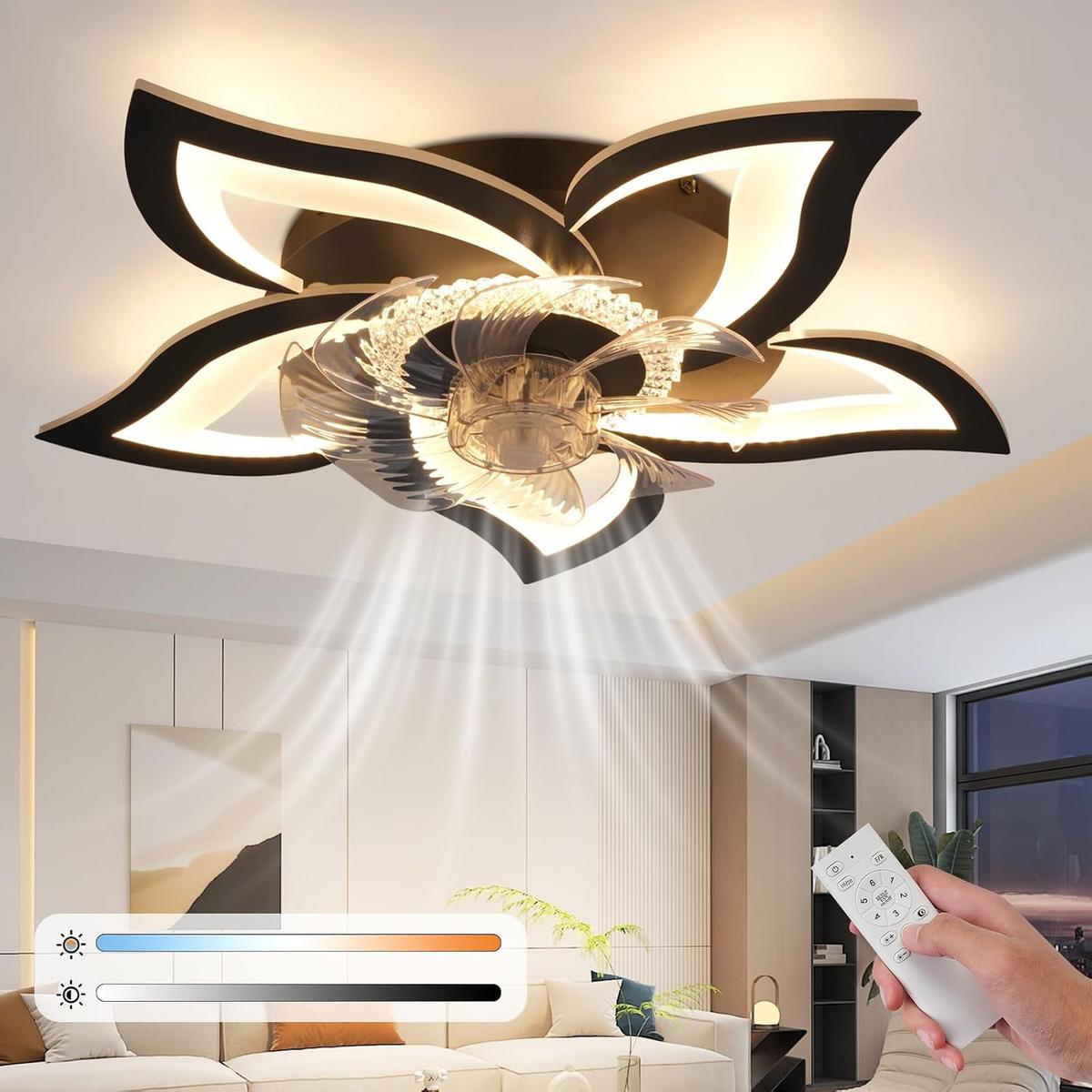 DECKENLEUCHTE mit Ventilator Frostal 62/62/14.5 cm - Schwarz, Metall (62/62/14.5cm) - ZMH