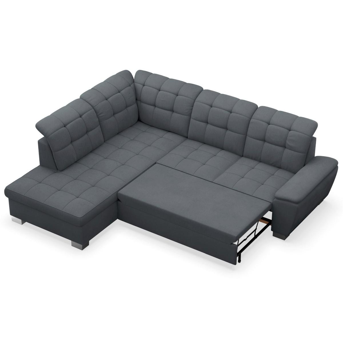 ECKSOFA Jamaal Dunkelgrau linksseitig - Dunkelgrau/Schwarz, Textil (258/212cm) - Selsey