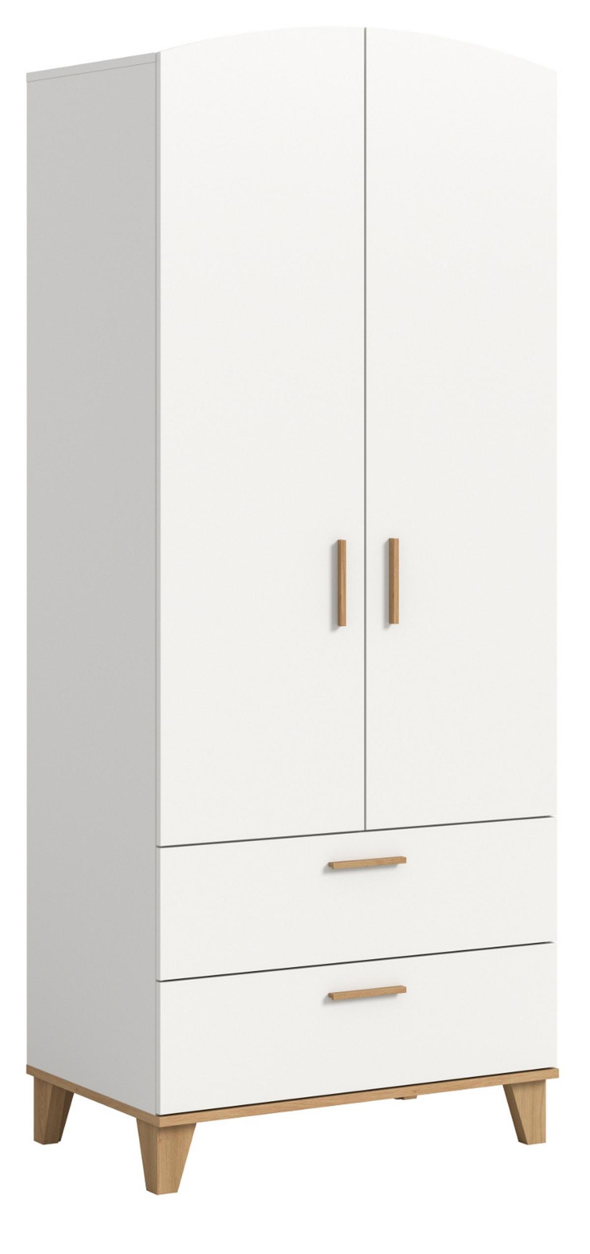 KLEIDERSCHRANK in weiß, Eiche Artsian 81 x 194 cm, Drehtürenschrank 2-türig skandinavisch - Eichefarben/Weiß, Holzwerkstoff (81/198/51cm) - Inn.Furn