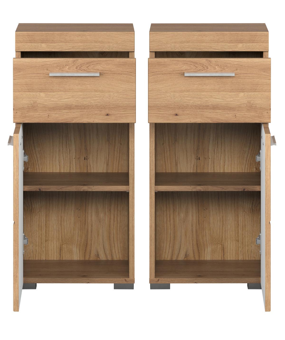 BADSCHRANK Asteiche 37 x 79 cm, Badezimmer Unterschrank in modernem Stil - Eichefarben, Holzwerkstoff/Kunststoff (37/79/31cm) - Top.Furn