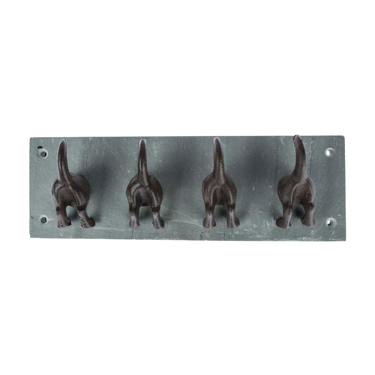 GARDEROBENLEISTE Hundeschwänze, Schiefer & Metall - Braun, Stein (30/10/7cm) - Homescapes