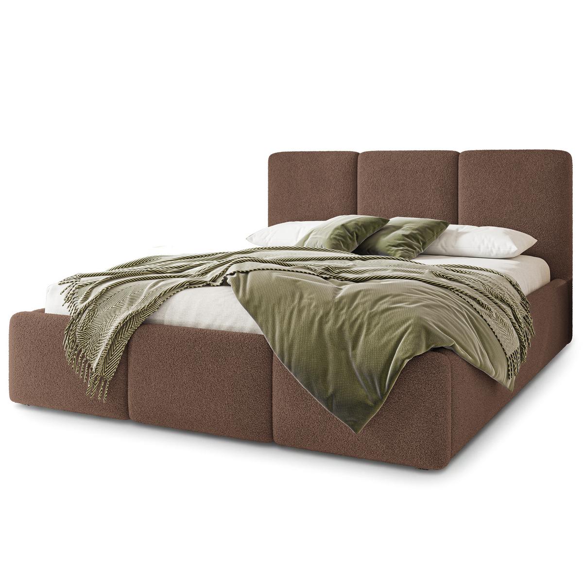 POLSTERBETT MORENA Q 180x200 cm mit Bettkästen - Braun - Braun, Holz (180/200cm) - MASSENO