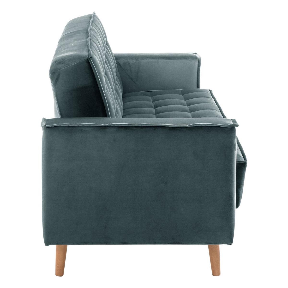 SOFA 3-Sitzer mit Bettfunktion Kavindra Samtvelours azur - Aubergine, Kunststoff (78/84/240cm) - 58aufmkessel
