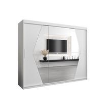 SCHWEBETÜRENSCHRANK 200/250/62 3-türig - Silberfarben/Weiß, Holz/Kunststoff (250/200/62cm) - MÖBEL KRYSPOL