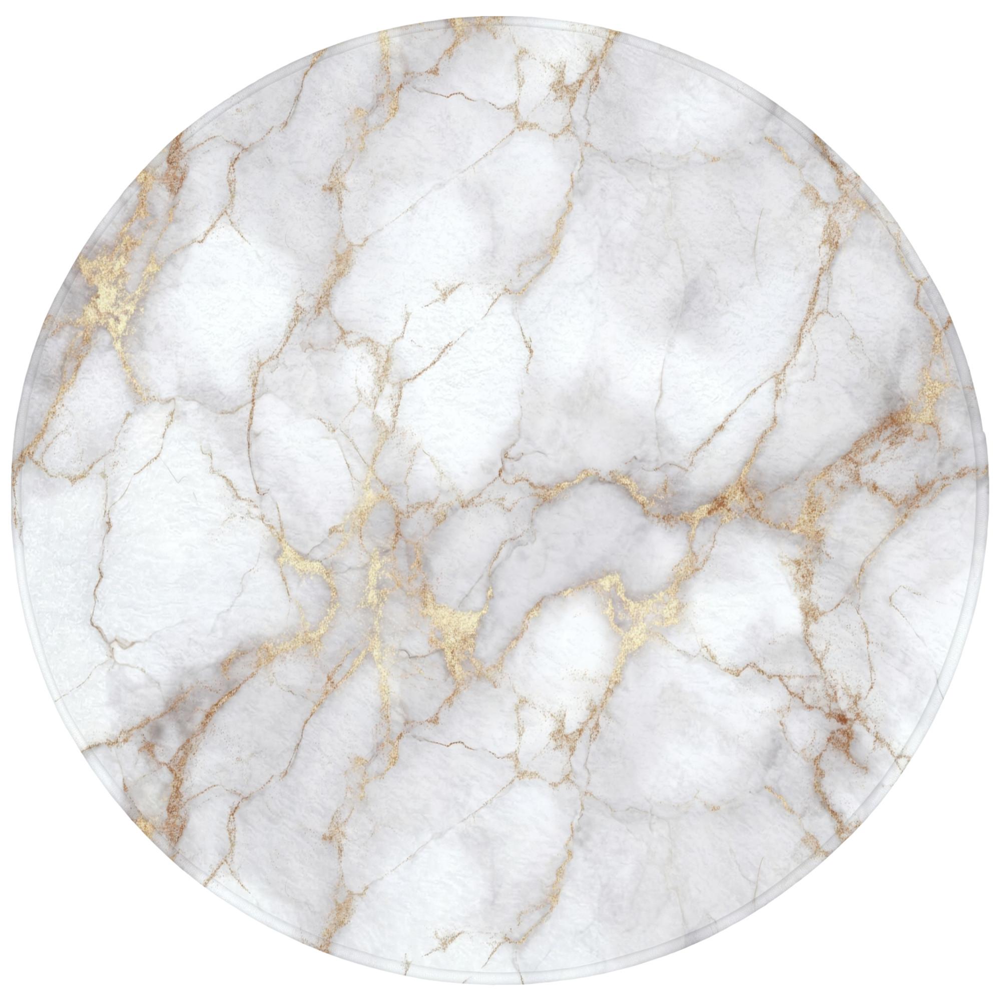 BADEMATTE Weiß - Gold - Marmor - Grau Badvorleger 70x70 cm - Weiß, Textil (70/70cm) - OnlyWow