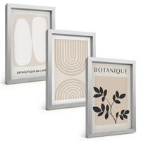 BILDER SET 3er Set - 20x30 cm Silberner Rahmen - Boho-Pflanzenposter - Silberfarben, Kunststoff (20/30cm) - TULUP