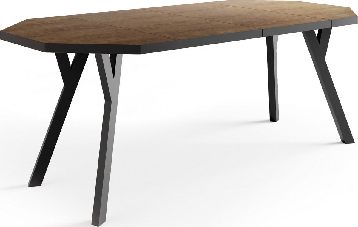 ESSTISCH Desmond achteckiger ausziehbarer, Lefkas Eiche 100-200/100/76 cm - Alteiche/Schwarz, Holz/Holzwerkstoff (100/200/76cm) - WFL GROUP