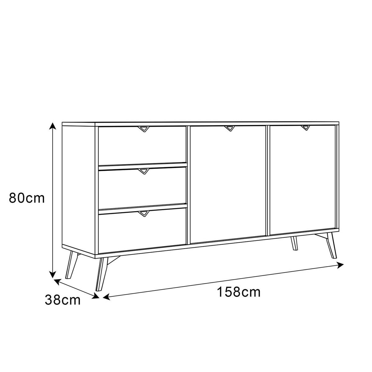 KOMMODE ALOE KSZ158 mit Schubladen Sandbeige - Beige, Holzwerkstoff (158/80/38cm) - Lookway