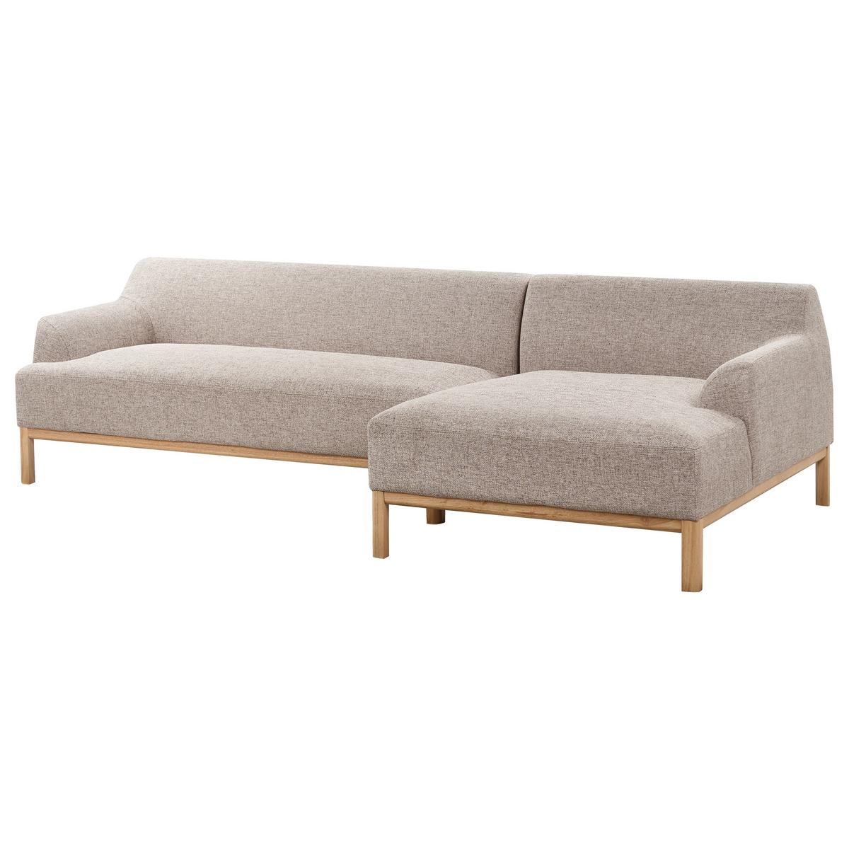 ECKSOFA 3-Sitzer Stoff Hellbraun linksseitig Sosjo - Hellbraun, Textil (251/132cm) - Beliani