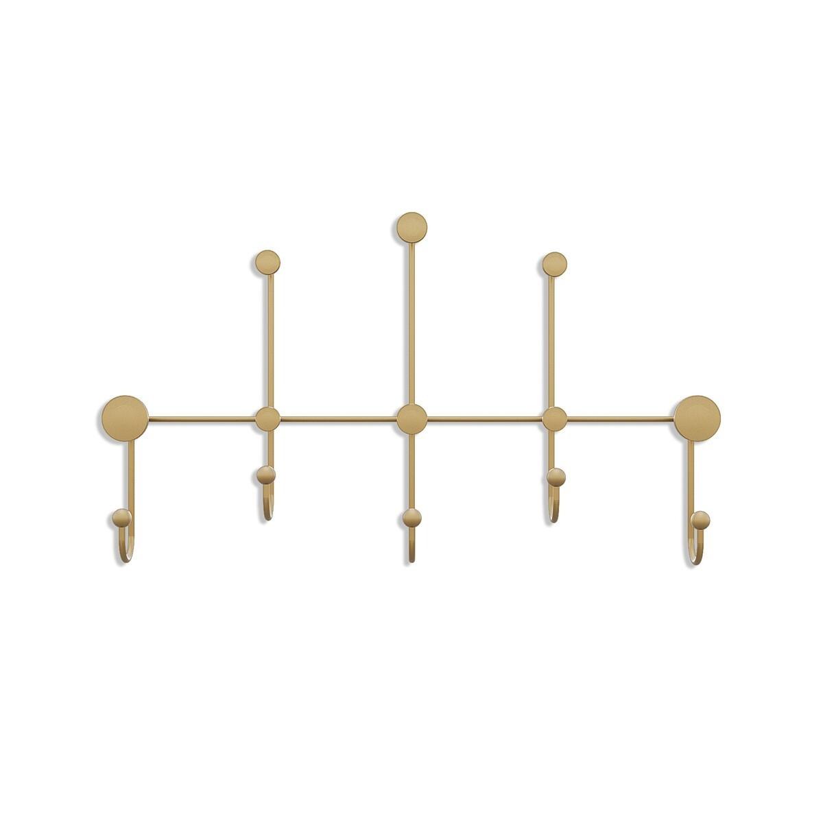 WANDGARDEROBE mit 8 Haken aus goldfarbenem Metall 80/10/45 cm - Goldfarben, Metall (10/45/10cm) - Calicosy