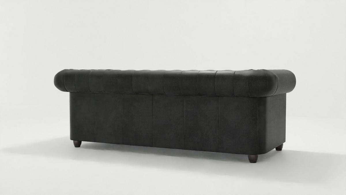 CHESTERFIELD-SOFA 3-sitzer mit Schlaffunktion Flux Anthrazit Microfaser Vintageoptik - Anthrazit/Braun, Holz/Textil (203/72/86cm) - S-Style Möbel