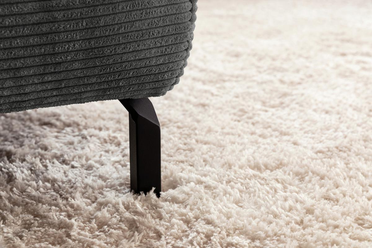 ECKSOFA DELIA Grau Cord Relaxfunktion - Schwarz/Grau, Textil/Metall (276/219cm) - KAWOLA