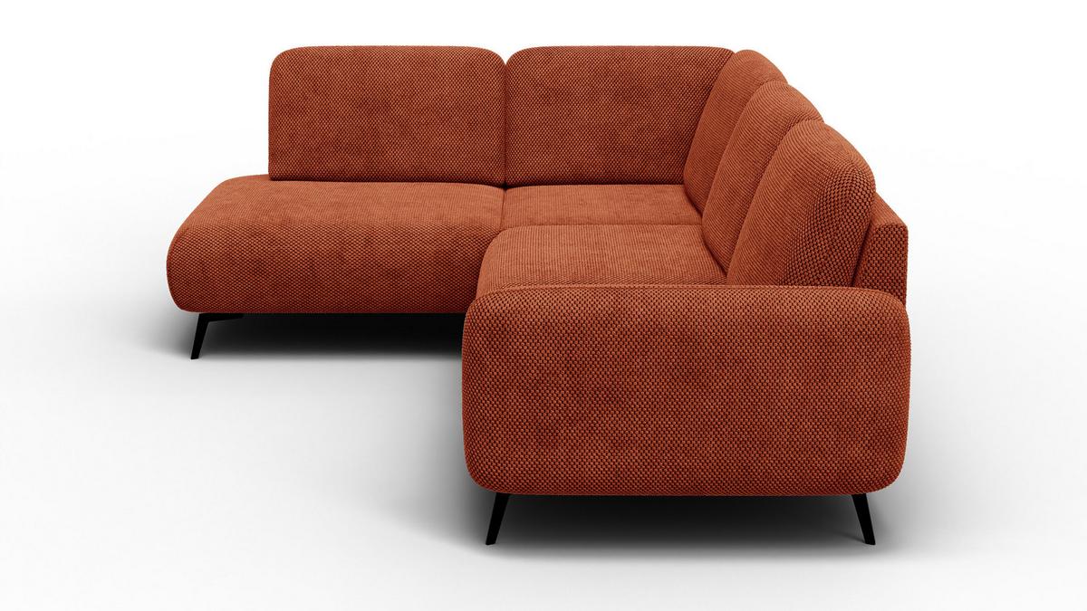 ECKSOFA FEBE 5-Sitzer links, dunkelorange - Dunkelorange/Schwarz, Holz/Textil (271/190cm) - Wozimo