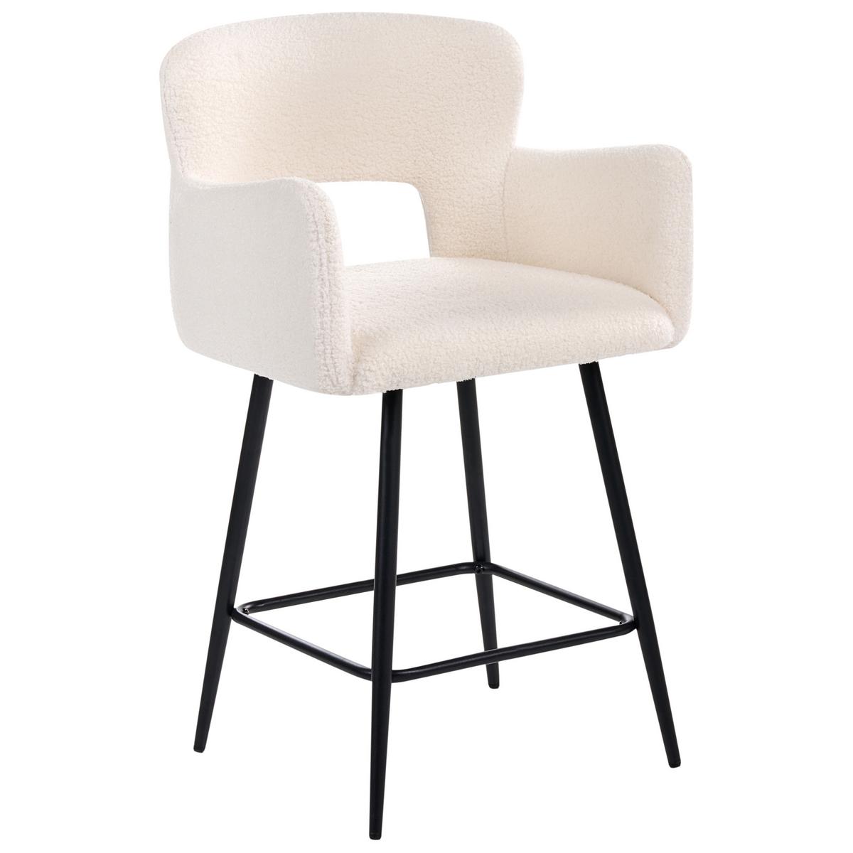BARSTUHL 2er-Set Bouclé Cremeweiß Sanilac - Weiß, Textil (53/94/51cm) - Beliani