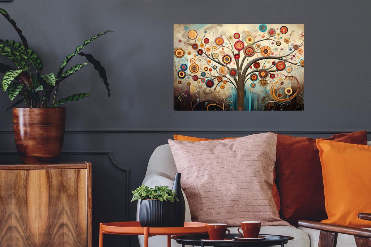WANDTATTOO Baum - Baum des Lebens - Farbe Deko Wohnzimmer 60x40 cm - Braun, Kunststoff (60/40/0.1cm) - MuchoWow