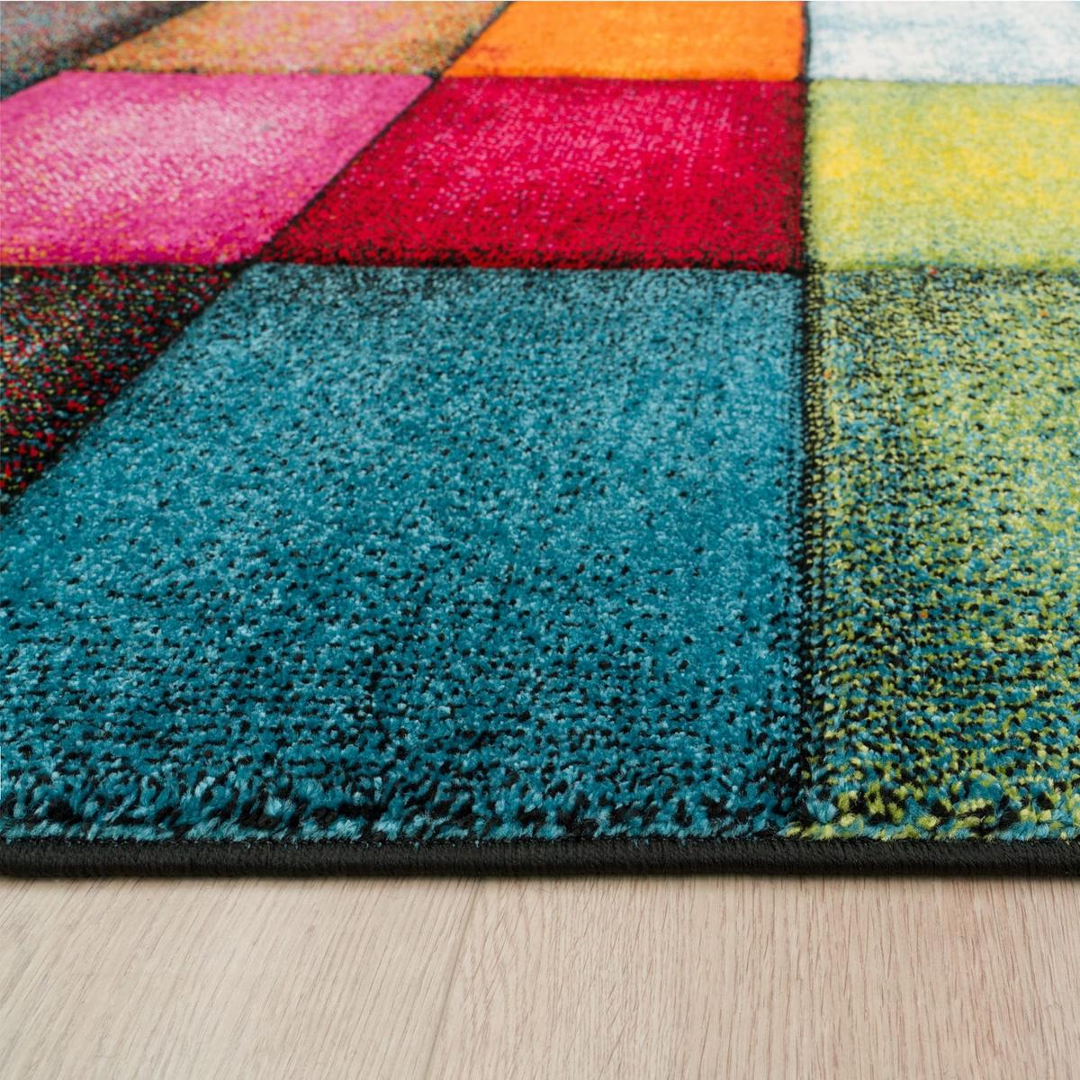 KURZFLORTEPPICH, kariert, Florhöhe 12 mm, Mehrfarbig, 120 x 170 cm - Multicolor, Textil (170/120cm) - KADIMA DESIGN