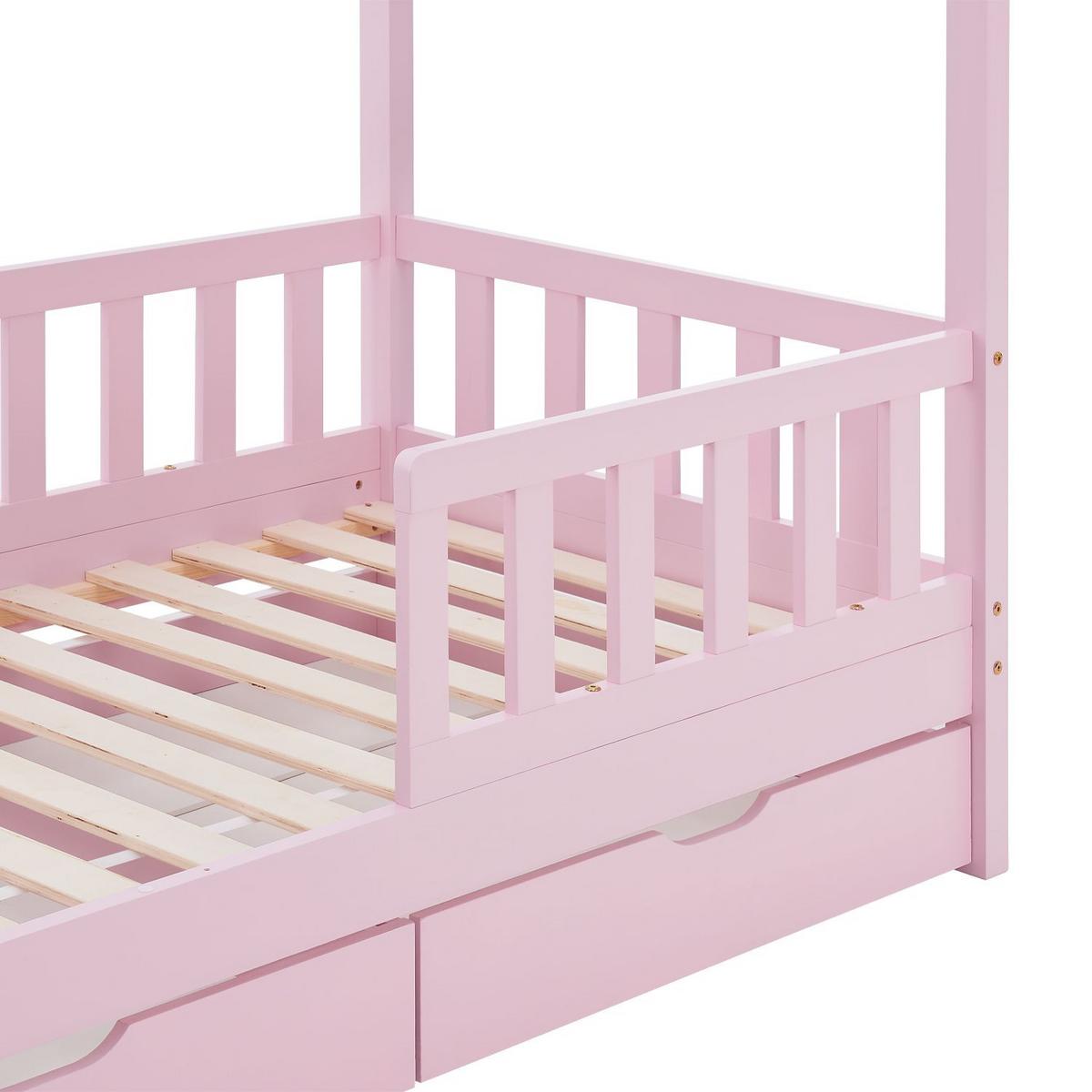 KINDERBETT Marli rosa 90x200 cm mit Bettkasten - Rosa, Holz (90/200cm) - Juskys