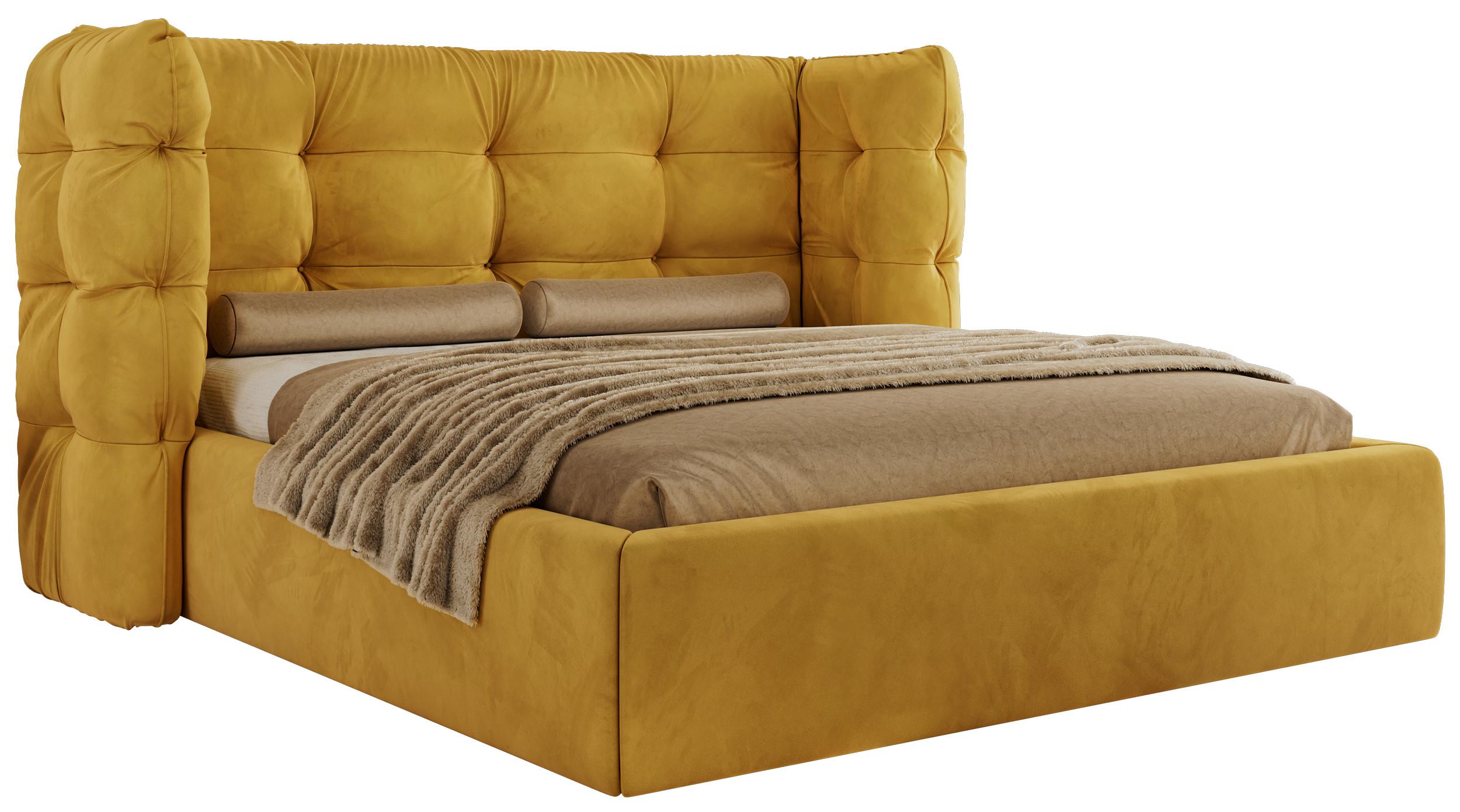 POLSTERBETT FLONELLE CLASSIC 140/200 - Gelb Velvet - Multipocket-Matratze - Gelb, Textil (140/200cm) - MKS