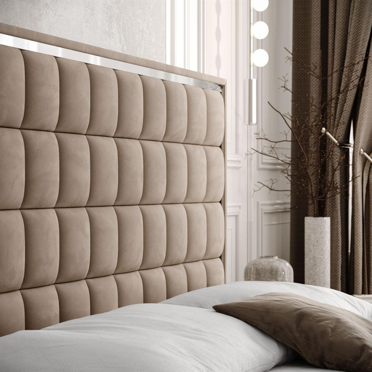 BOXSPRINGBETT ISADORA SILVER mit Bettkasten und Topper 160x200 cm Royal Velvet 170 - Beige, Textil - Lookway