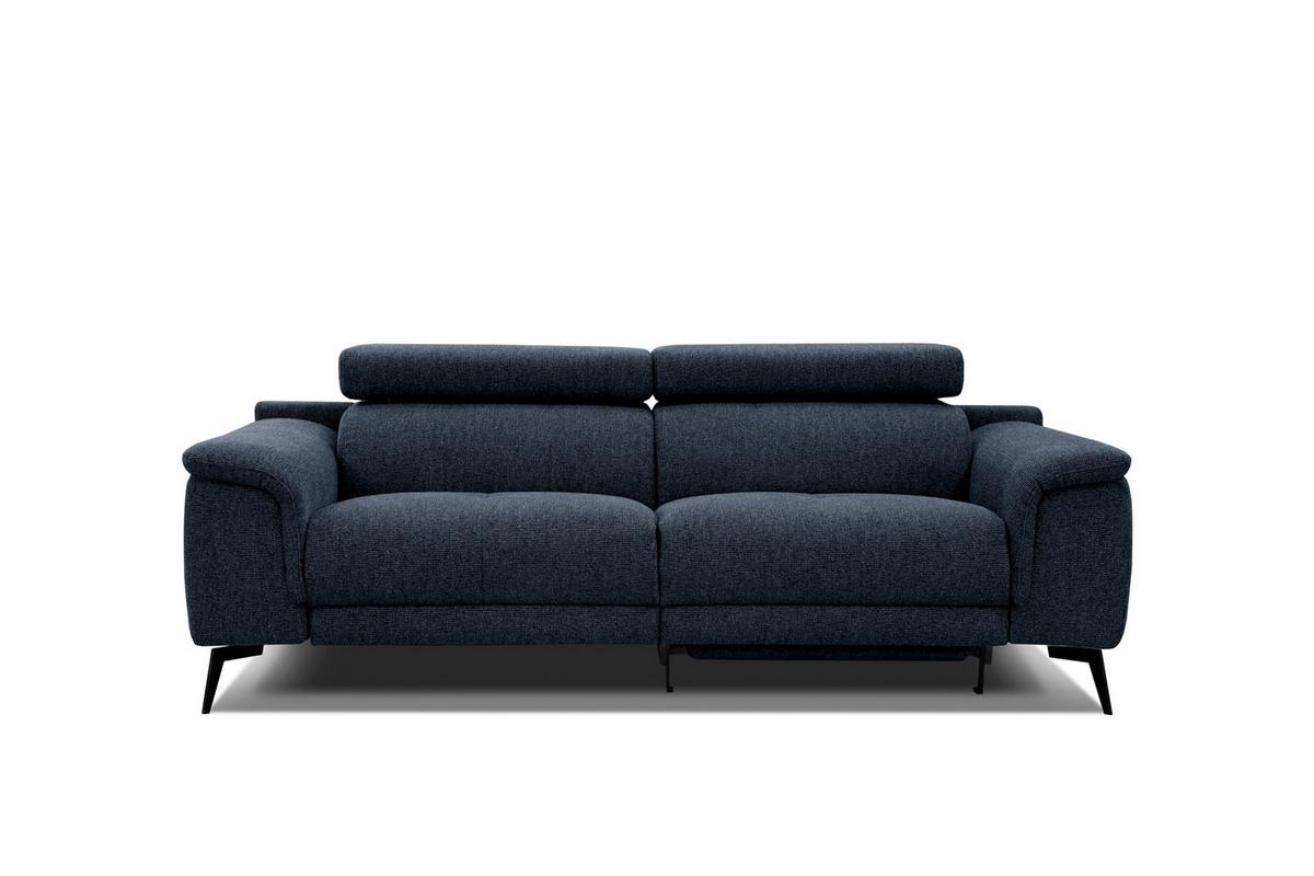 RELAXSOFA FIERO 3-Sitzer mit 1 Relaxfunktion, dunkelblau - Schwarz/Dunkelblau, Holzwerkstoff/Textil (212/82/103cm) - Wozimo