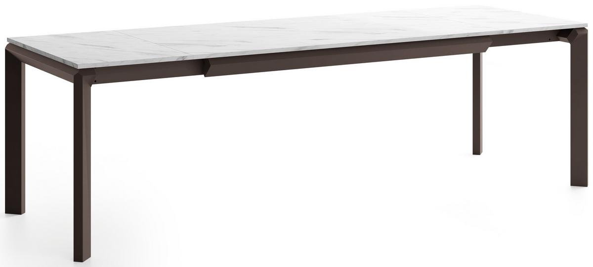 ESSTISCH Elan rechteckig ausziehbar verlängerbar mit Braunen Metallbeinen, Marmor Weiß 180-270/90/76 cm - Ecru/Braun, Holzwerkstoff/Metall (90/270/76cm) - WFL GROUP
