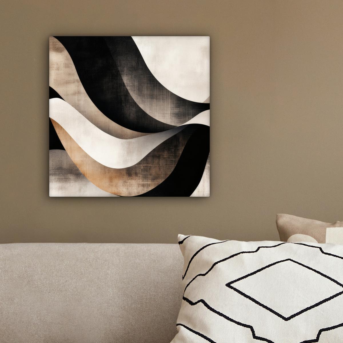 LEINWANDBILD Abstrakt - Wellen - Schwarz - Verwittert Deko Wohnzimmer 20x20 cm - Trüffeleichefarben, Textil (20/20cm) - MuchoWow