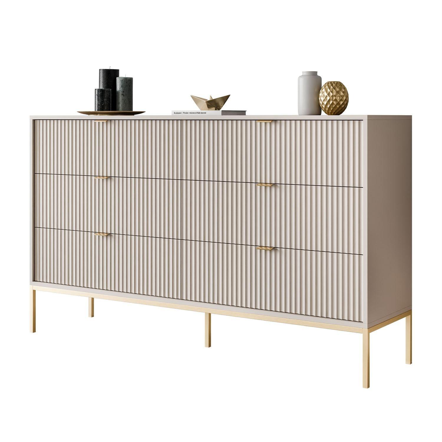 SIDEBOARD CORTADO GOLD KS154 MIT SCHUBLADEN KASCHMIR - Beige, Holzwerkstoff (154/91/39cm) - Lookway