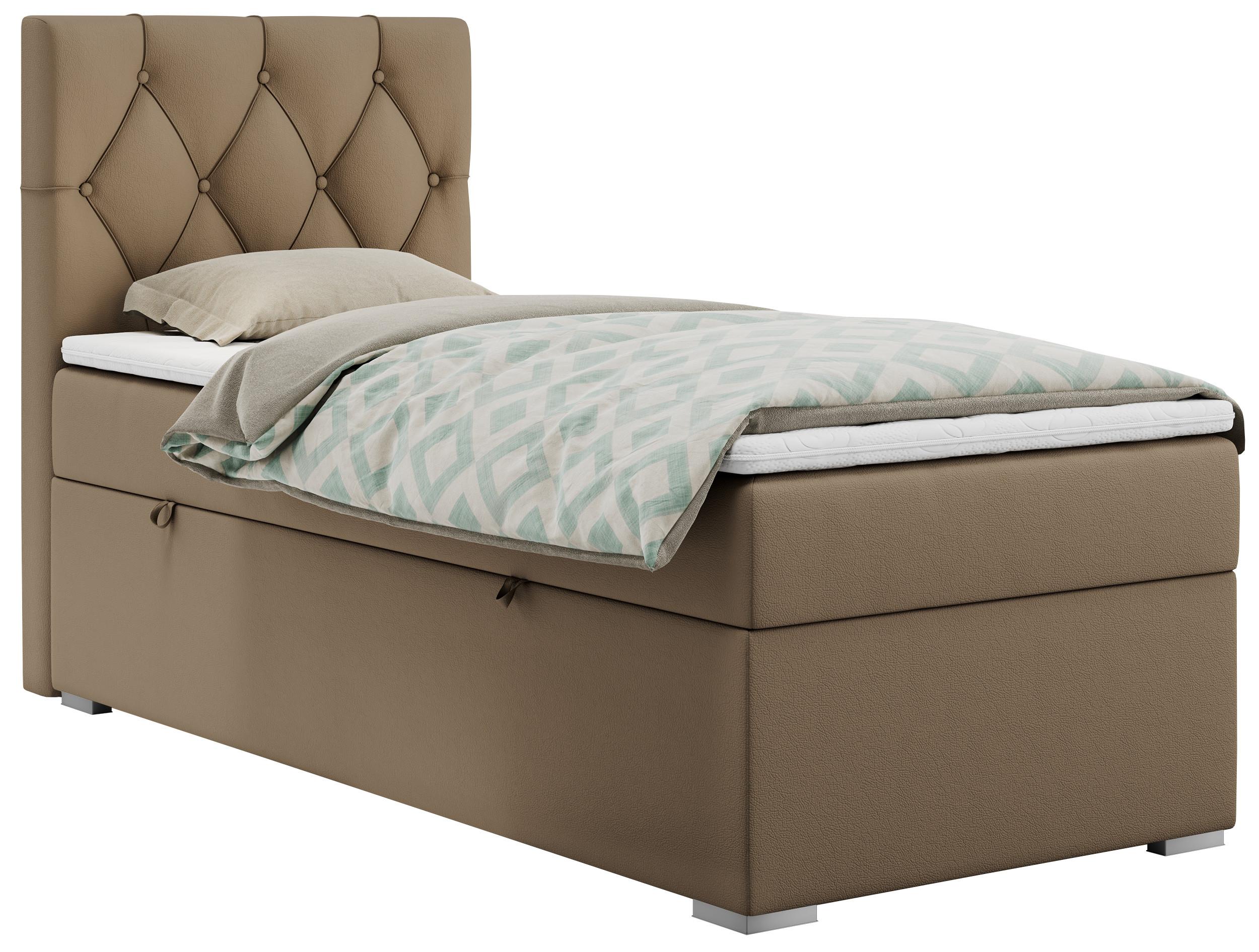 BOXBETT ALDA 90/200 Braun Kunstleder - H3 - Links Seite - Braun, Holz/Textil (90/200cm) - MKS