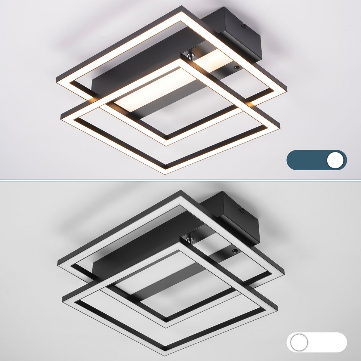 LED-DECKENLEUCHTE Haldrin 37/37/7.5 cm - Schwarz, Metall (37/37/7.5cm) - ZMH