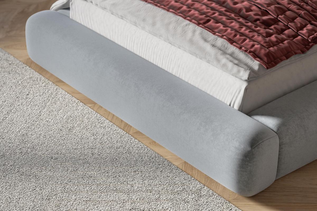 BETT 140x200 - Polsterbett mit Bettkasten und Metallrahmen - Modern Bett - Eleganter Jasmine-Stoff - Kollektion Alva Maxi - Hellgrau - Hellgrau, Holz/Textil (140/200cm) - Alpi-Möbel