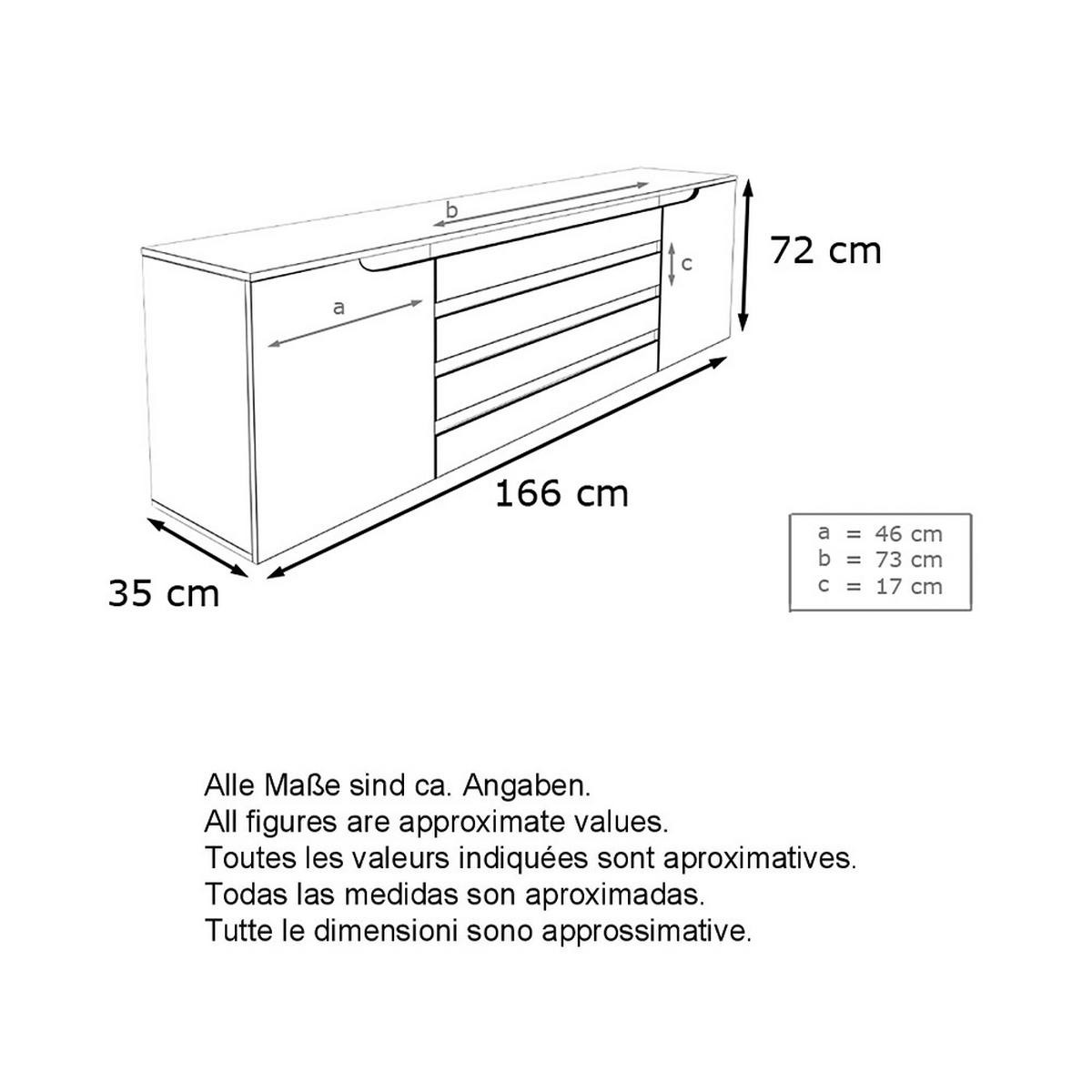 SIDEBOARD Sintra Creme Hochglanz / Brombeer Hochglanz - Creme, Holzwerkstoff (166/72/35cm) - Vladon