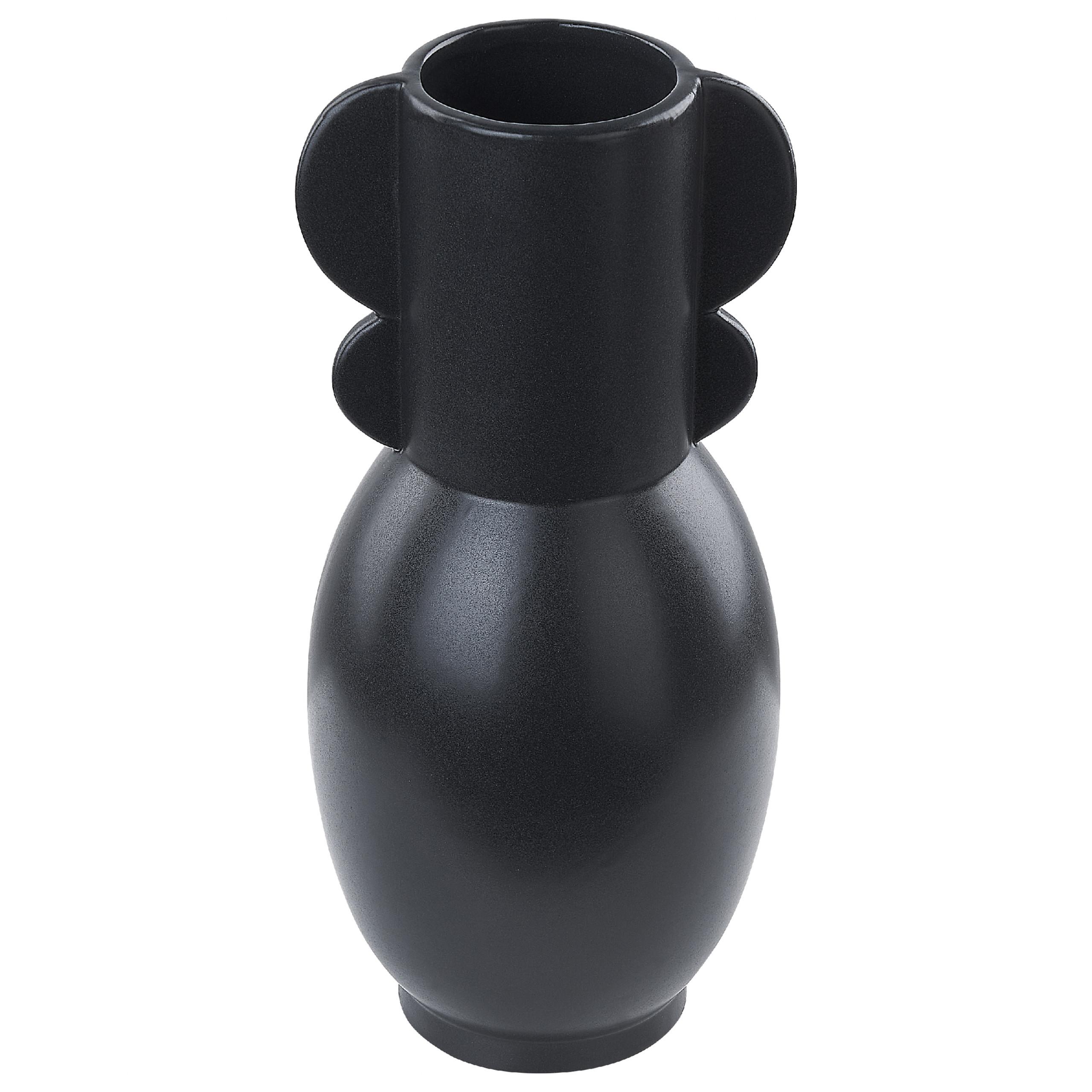 BLUMENVASE Porzellan schwarz Mytilene - Schwarz, Keramik (29cm) - Beliani