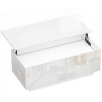 COUCHTISCH höhenverstellbar Spanplatte Hochglanzweiß - Weiß Hochglanz, Holzwerkstoff (102/48/54.5cm) - HOMCOM