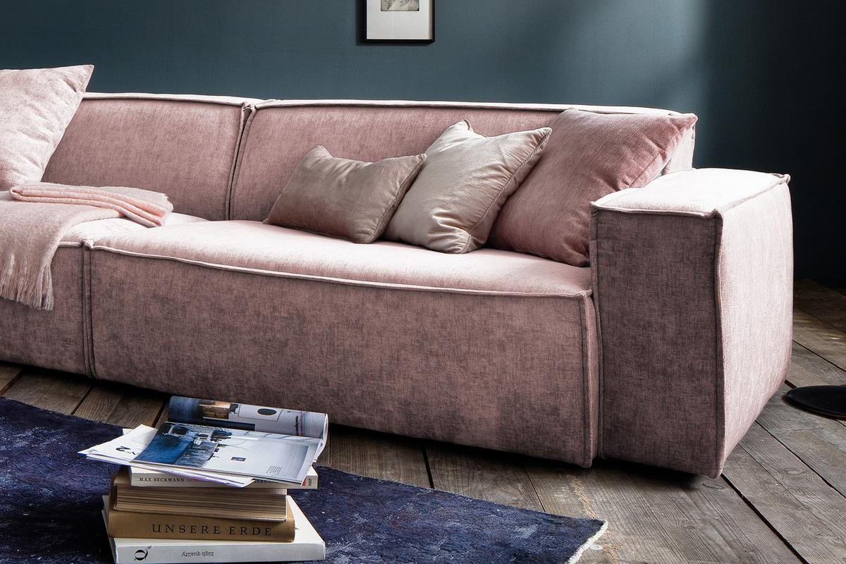 RIESENSOFA SAMU Pink Webstoff - Schwarz/Rosa, Textil (418/72/106cm) - KAWOLA