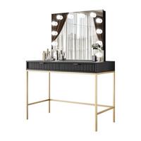 SCHMINKTISCH MIT SPIEGEL CORTADO ELITE GOLD SCHWARZ - Schwarz, Holzwerkstoff (104/78/50cm) - Lookway