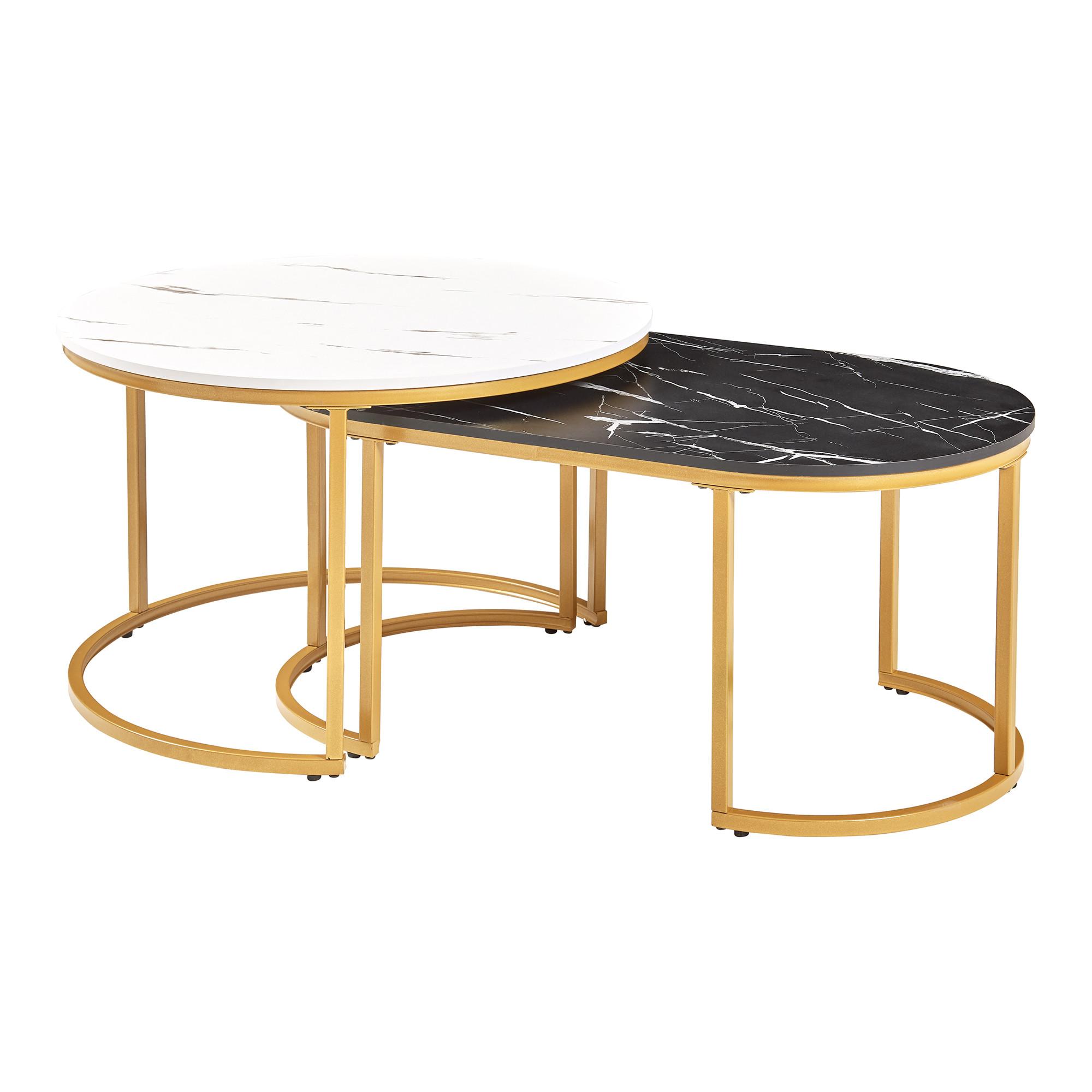 SATZTISCH-SET 2 TLG. Oppeerg - Goldfarben/Schwarz, Holzwerkstoff/Metall (70/70/45cm) - [en.casa]