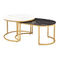 SATZTISCH-SET 2 TLG. Oppeerg - Goldfarben/Schwarz, Holzwerkstoff/Metall (70/70/45cm) - [en.casa]
