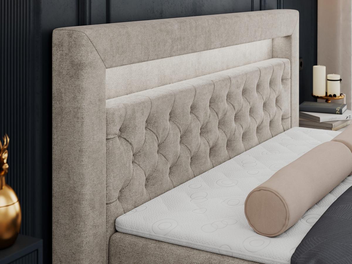 BOXBETT GOLD-6 LED 200/200 Beige Struktur - H3 - Beige, Holz/Textil (200/200cm) - MKS