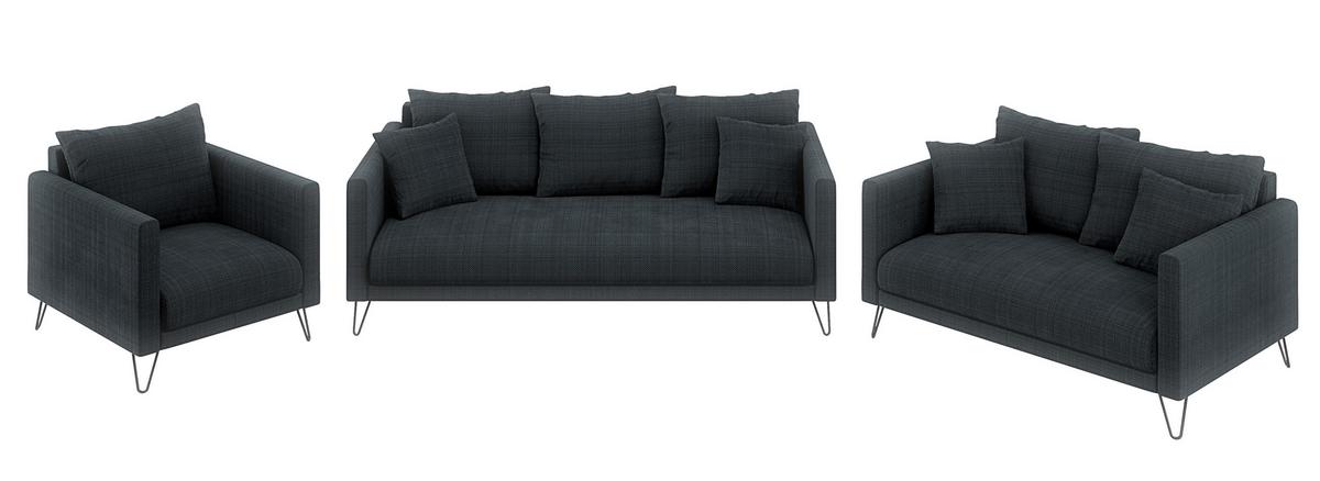 SESSEL Harmony Graphit Chenille - Graphitfarben/Schwarz, Holz/Textil (80/85/100cm) - S-Style Möbel