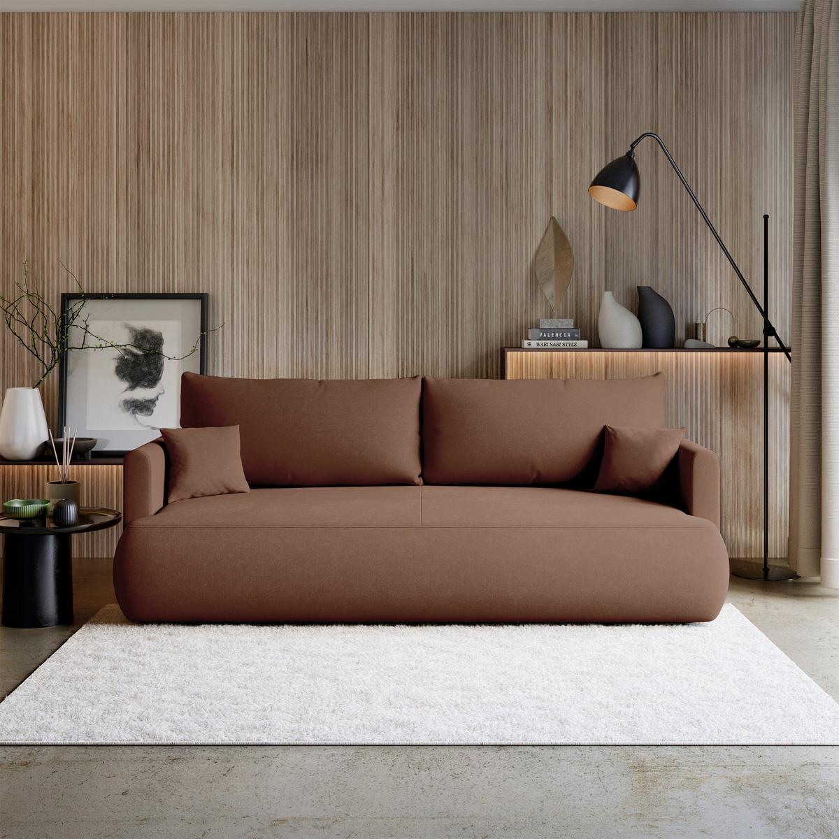 SCHLAFSOFA Ovo Mini Kupfer Chenille Easy Clean - Schwarz/Kupferfarben, Kunststoff/Textil (226/90/97cm) - Selsey